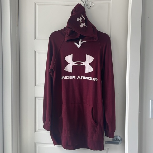 Under Armour Burgundy Long Sweater Hoodie Size  Small - Picture 5 of 10